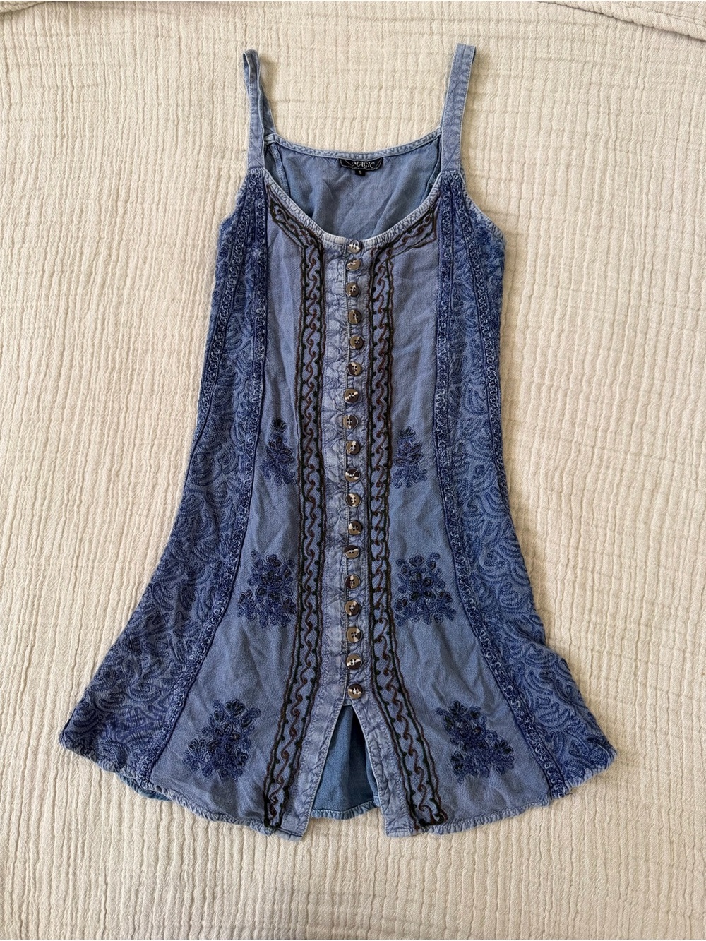 Blue Sleeveless hobo Tie-Front Sundress